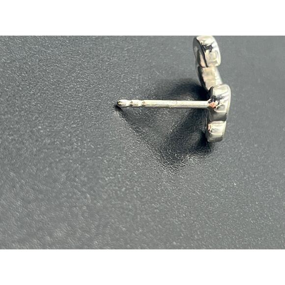 SJD Signed Sterling Silver Open
Heart Scroll 925 Curved Stud Earrings 2.5g - Picture 6 of 9